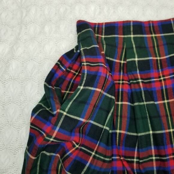 Vintage Talbots Tartan midi skirt red green sz 10 plaid pleated buttons on side - Picture 8 of 11